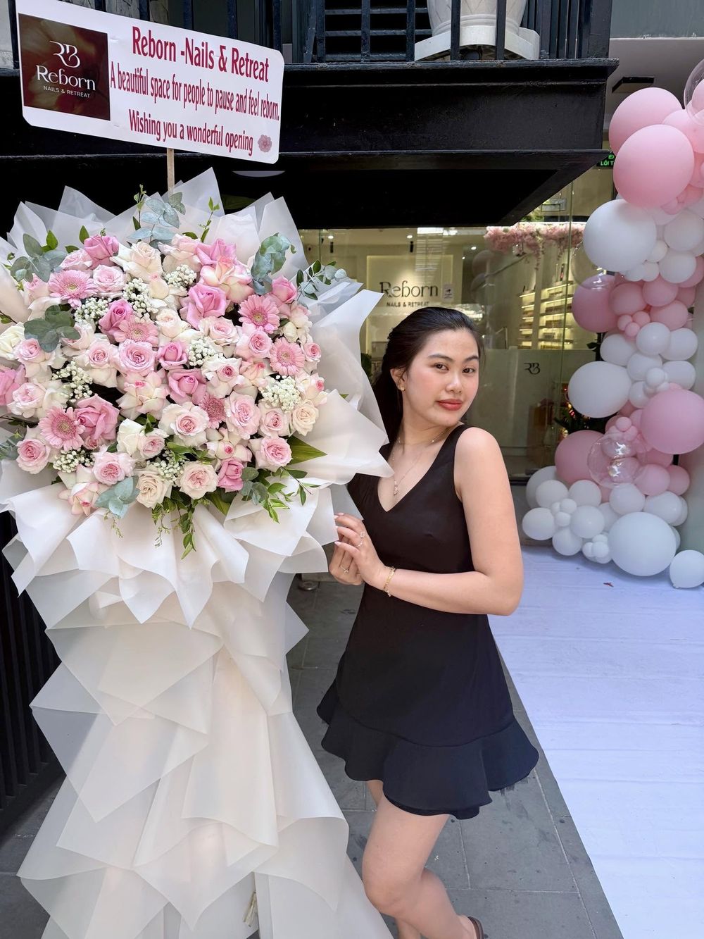 Fiona (Sương), founder of Reborn Nails & Retreat, on opening day
